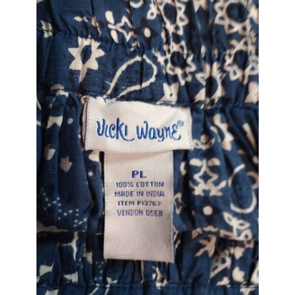Vicky Wayne Skirt Ladies Large Petite Blue White Handkerchief Peasant Vintage Pu - Picture 5 of 6